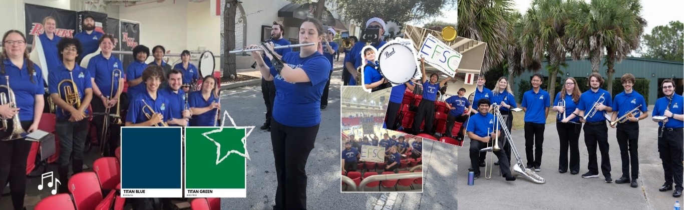 A collage of pep band images